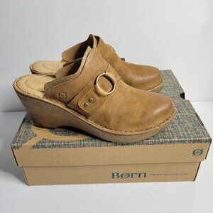 BORN Leather Nola Platform Comfort Clogs Women Size 9
